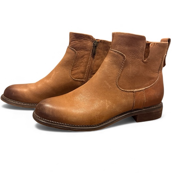 Franco Sarto Brown Leather Ankle Boots Women’s Size 10 Zip Up Booties - Picture 1 of 11